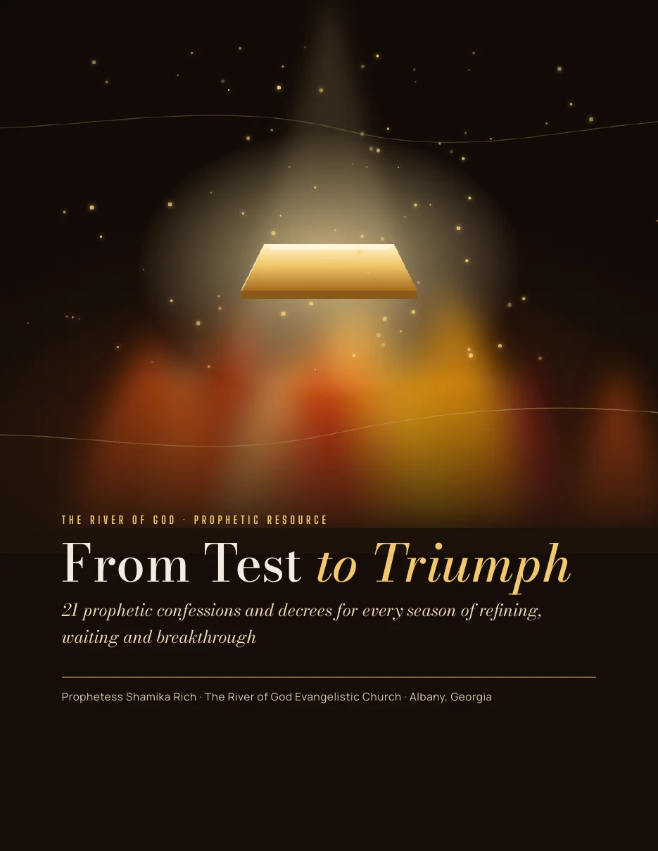 Cover of the From Test to Triumph PDF: a bar of gold rising out of the refiner's fire